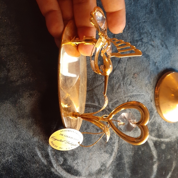 EXQUISITE NEW Pair of Crystal Delight 24K Gold Plated Austrian Crystal Figurines - Picture 3 of 8